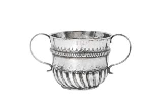 A William III Silver Porringer, Maker's Mark Worn, Possibly IN, London, 1695