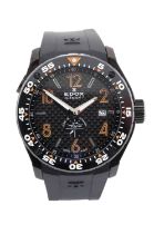 Edox: A Limited Edition Black PVD Coated Automatic Calendar Wristwatch, signed Edox, 1000m/3300ft,