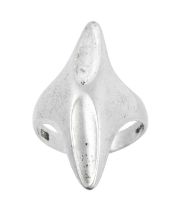 A Ring and A Pair of Earrings, by Georg Jensen the ring of abstract design, numbered 128, the