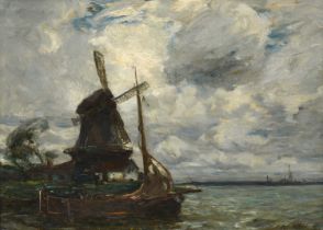 Arthur A Friedenson (1872-1955) Landscape with windmill Signed, oil on canvas, 39cm by 54.5cm