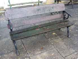 A Victorian Cast Iron Garden Bench, late 19th/early 20th century, the end supports as trailing