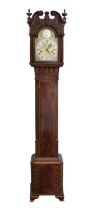 A Small Mahogany Striking Longcase Clock, Early 20th Century, swan neck pediment, nicely figured