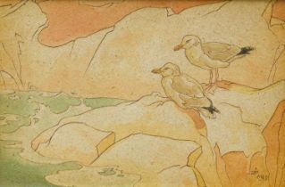 Richard Barrett Talbot Kelly (1896-1971) Herring Gulls Signed, ink and watercolour, 18.5cm by 28cm