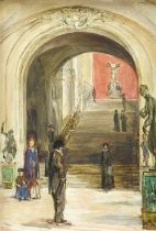 Circle of Alexander Jamieson IS, ROI (1873-1937) Scottish Interior of the Louvre Museum with