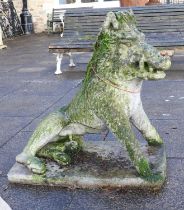 A 20th Century Reconstituted Stone Garden Figure of a Wild Boar, with front legs outstretched