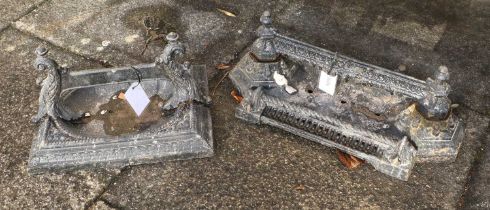 Two Victorian Cast Iron Foot Scrapers, late 19th century, both repainted black and bearing 19th