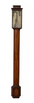 A Scottish Mahogany Bow Fronted Stick Barometer, signed Stott, Dumfries, circa 1800, concealed