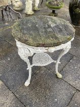 A Victorian Cast Iron Britannia Pub Table, circa 1900, with original distressed oak top above a