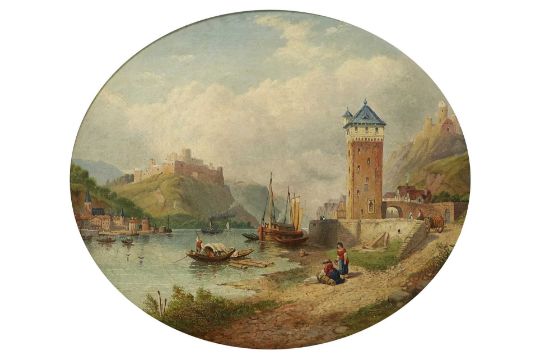 A* Calcott (19th Century) Seascape Signed and dated 1849, oil on canvas, 48cm by 58cm (oval) - Image 1 of 4