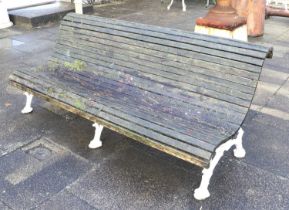 A Victorian Cast Iron Garden Bench, late 19th/early 20th century, of S-shape form, with three