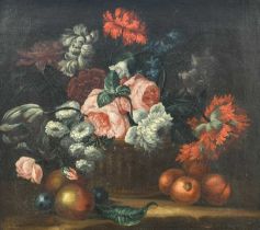 ~ Follower of Jean-Baptiste Monnoyer (1639-1699) French Still life of a basket of Roses and