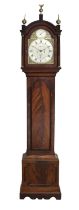 A Mahogany Eight Day Longcase Clock, signed John Brown, London, circa 1790, arch pediment, stop