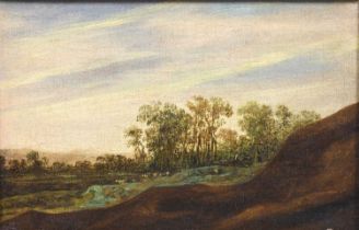 Follower of Jacob Isaackszoon van Ruisdael (1628/9-1682) Landscape with livestock grazing Oil on