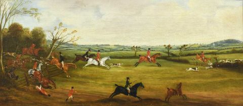 Attributed to William Nedham (fl.1823-1849) "A hunting piece, from nature at Scraptoft, going to