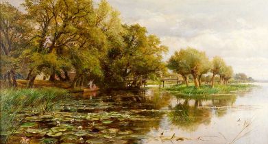 Charles James Lewis RI (1830-1892) "Houghton on the Great Ouse" Signed, inscribed and dated Sept 5.