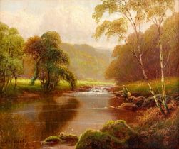 William Mellor (1851-1931) "On the Wharfe, Bolton Woods" Signed and inscribed, oil on card ? 24.