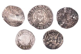 5x Hammered Pennies, 14th, 15th and 16th century issues comprising; Edward III, possibly York