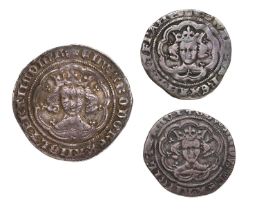 3x Edward III, Hammered Coins, all pre-treaty period (1351-61) comprising; groat, 4.38g, mm.