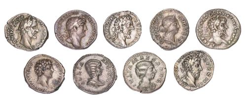 Assorted Roman Imperial Denarii, 9 coins, 2nd and 3rd century issues, including; Hadrian, 18mm, 3.