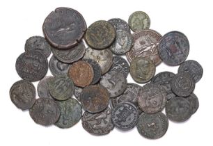 Mixed Roman Imperial Bronze Coinage; 34 coins, predominately later empire AE, to include emperors;