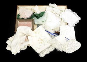 Assorted Lace Trimmed Handkerchieves and Other Items, comprising thirteen hand and machine trimmed