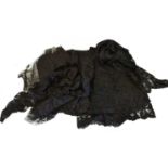 Early 20th Century Black Lace comprising two stoles and a fischu, lace flounces comprising a