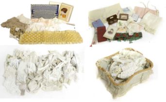 Assorted Lace, Crochet, Linen and Accessories, comprising CC41 embroidered pillowcase, decorative