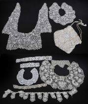 Assorted Lace Costume Accessories, comprising a decorative crochet collar, two others similar, cuffs