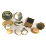 Collection of Silver and Other Compacts, including Carene rectangular working musical compact, 8cm