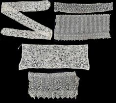 Early 20th Century Lace, comprising a Battenburg tape lace table runner, with decorative flower