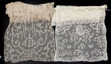 Early 20th Century Limerick Tambour Lace Stole of floral design 47cm by 280cm, Another Similar of