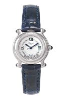 Chopard: A Lady's Stainless Steel Centre Seconds Diamond Wristwatch, signed Chopard, Geneve,