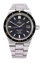 Omega: A Stainless Steel Automatic Calendar Centre Seconds "Big Crown" Wristwatch with Original