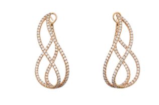 A Pair of 18 Carat Rose Gold Diamond Drop Earrings, by Hirsh London of openwork design, set