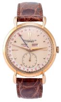 Jaeger LeCoultre: A Rare 18 Carat Rose Gold Triple Calendar Wristwatch, signed Jaeger LeCoultre,