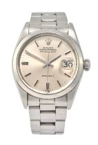 Rolex: A Stainless Steel Automatic Calendar Centre Seconds Wristwatch, signed Rolex, Oyster