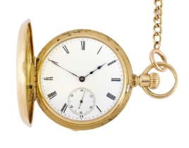 Patek Philippe: A Good 18 Carat Gold Half Hunter Pocket Watch, signed Patek Philippe & Co, Geneve,