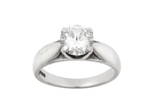 An 18 Carat White Gold Diamond Solitaire Ring the round brilliant cut diamond in a four claw