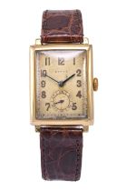 Rolex: An Art Deco 9 Carat Gold Rectangular Wristwatch, signed Rolex, 1935, manual wound lever