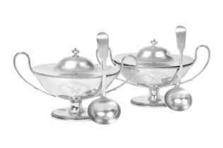 A Pair of George III Silver Sauce-Tureens and Covers, by Robert Hennell, London, 1782