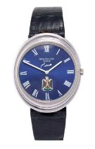 Patek Philippe: A Rare 18 Carat White Gold Oval-Shaped Automatic Wristwatch with Iraqi Coat of