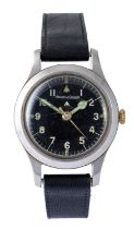 Jaeger LeCoultre: A Rare Stainless Steel Royal Air Force Pilots Centre Seconds Wristwatch, signed