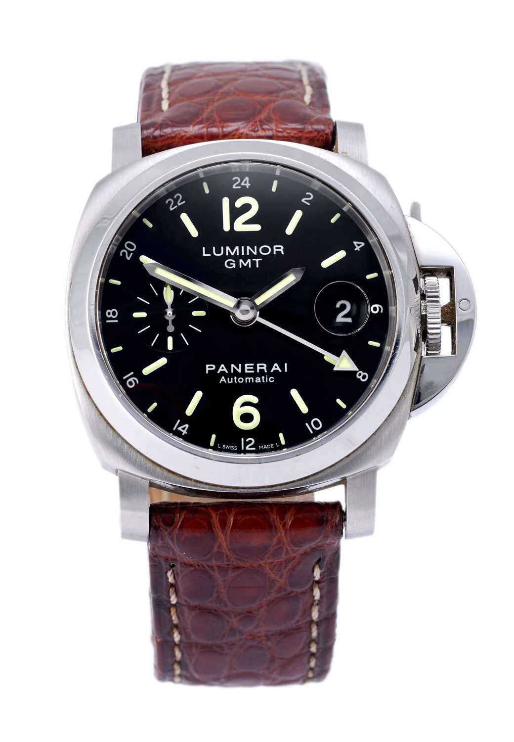 Panerai: A Stainless Steel Limited Edition Automatic Dual Time Zone Calendar Wristwatch, signed - Image 6 of 6