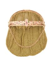 A Multi Gem-Set Evening Purse the yellow chain mail purse to a textured arched fastening, set