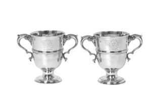 A Pair of George III Irish Silver Two-Handled Cups, Maker's Mark Perhaps JL, Dublin, 1769