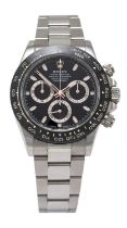 Rolex: A Fine Stainless Steel and Black Ceramic Bezel Automatic Chronograph Wristwatch, signed