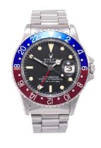 Rolex: A Stainless Steel Automatic Calendar Centre Seconds Dual Time Zone "Pepsi Bezel"