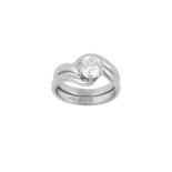 A Platinum Diamond Solitaire Ring and A Platinum Bespoke Band Ring the round brilliant cut diamond