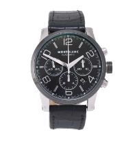 Montblanc: A Stainless Steel Automatic Calendar Chronograph Wristwatch, signed Montblanc, model: