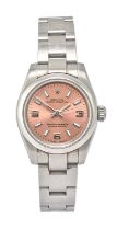 Rolex: A Lady's Stainless Steel Automatic Centre Seconds Wristwatch, signed Rolex, Superlative